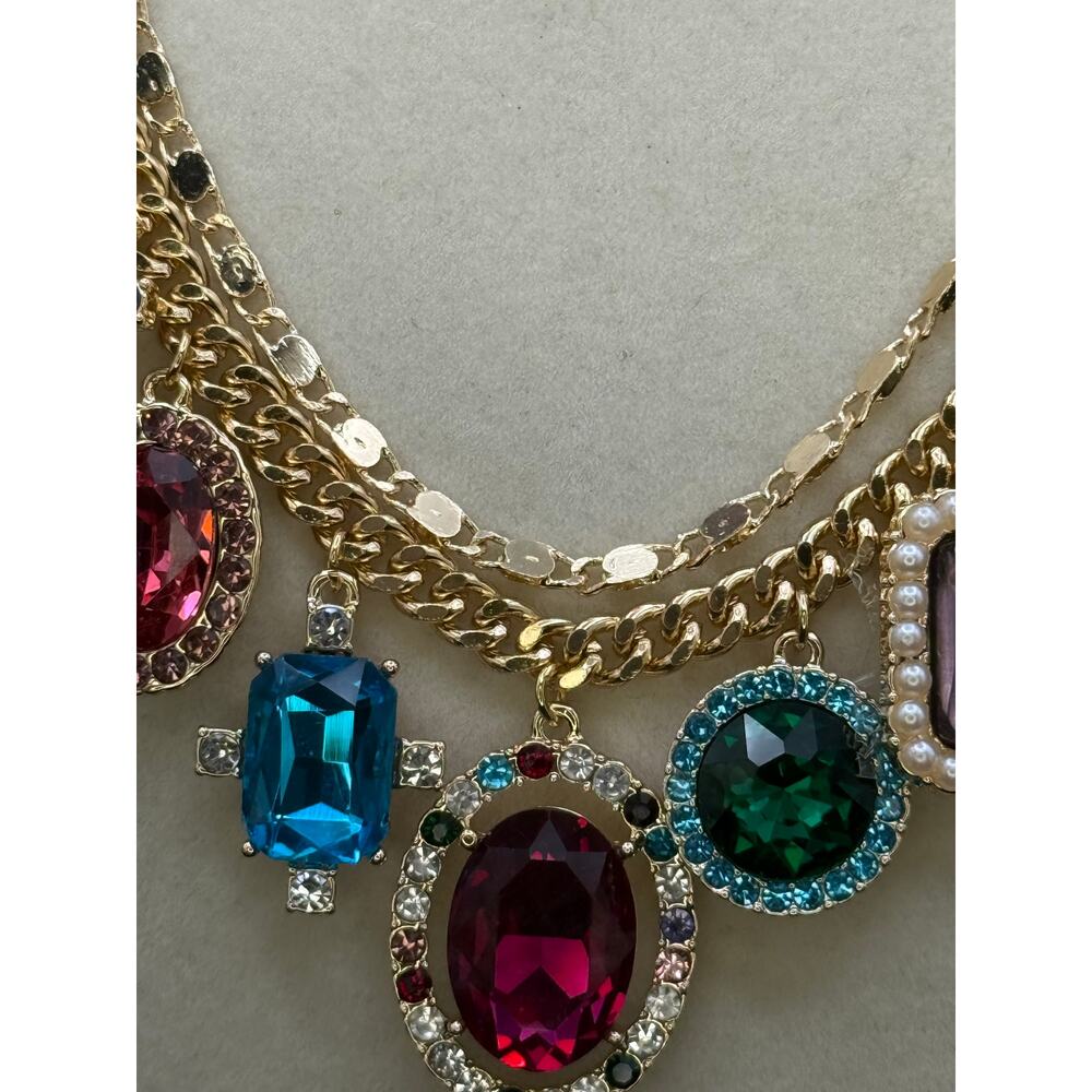 House of Harlow Colorful Crystal and Pearl Charm Necklace - Picture 6 of 7